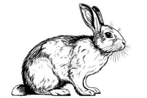 Engraving rabbit on white background .Vector ink sketch illustration. vector