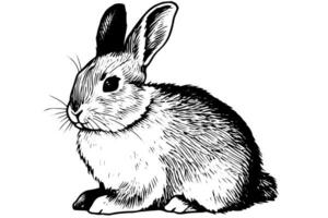 Engraving rabbit on white background .Vector ink sketch illustration. vector