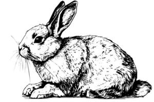 Engraving rabbit on white background .Vector ink sketch illustration. vector