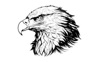 Eagle head logotype mascot in engraving style. Vector illustration of sign or mark. photo