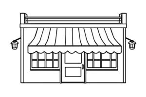 Storefront line design. Hand drawn shop line art vector illustration. photo