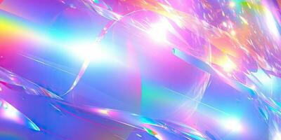 Holographic background with glass shards. Rainbow reflexes in pink and purple color. Abstract trendy pattern. Texture with magical effect. photo