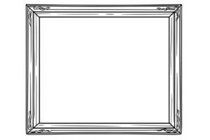 Hand drawn ink sketch of retro wooden photo frame. Vector illustration.