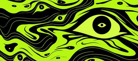 Trippy liquid green trendy vector abstract background in groovy style. Psychedelic banner pattern, template for advertising. photo