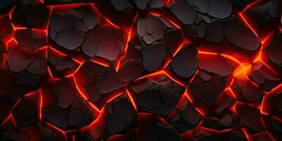 Molten lava texture background. Ground hot lava. Burning coals, crack surface. Abstract nature pattern, glow faded flame. 3D Render Illustration. photo