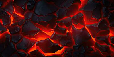 Molten lava texture background. Ground hot lava. Burning coals, crack surface. Abstract nature pattern, glow faded flame. 3D Render Illustration. photo