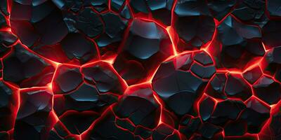 Molten lava texture background. Ground hot lava. Burning coals, crack surface. Abstract nature pattern, glow faded flame. 3D Render Illustration. photo