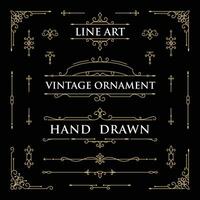 Vintage Line Art Ornament Set Vector