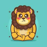 funny lion animal character mascot with sad expression isolated cartoon in flat style design vector