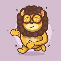 cheerful lion animal character mascot running isolated cartoon in flat style design vector