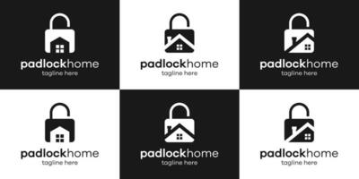 set logo design padlock and home icon vector illustration