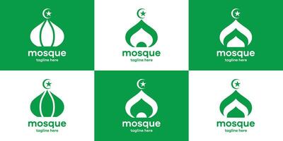 set logo design mosque icon vector illustration islamic