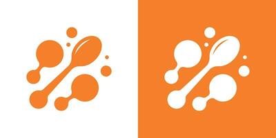 spoon design logo combined with technology icon vector inspiration