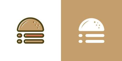 burger element logo design combined with menu list vector