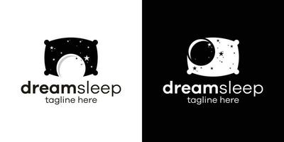 logo diseño conjunto almohada y Luna noche icono vector ilustración