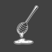 Honey spoon isolated on black background vector