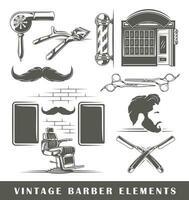 Set of elements of the barbershop isolated on white background vector