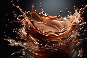 Decadent Temptation Closeup Image of Chocolate Splash Crafted by Generative AI photo