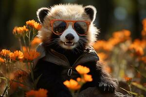 Playful Panache Baby Panda Rocking Sunglasses Imagined by Generative AI photo