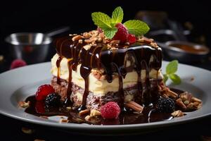 Irresistible Craving Image of Cake Slice Created with Generative AI photo