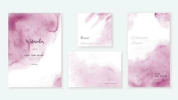 Creative abstract template background set with pink watercolor stains vector