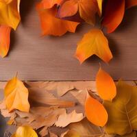 Autumn orange, leaves fall random background, leaf abstract element outdoor photo