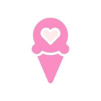 Ice cream love Icon solid pink white style valentine illustration symbol perfect. vector