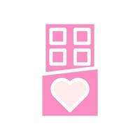 Chocolate love Icon solid pink white style valentine illustration symbol perfect. vector