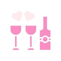 Wine love Icon solid pink white style valentine illustration symbol perfect. vector