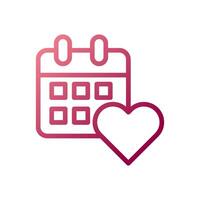 Calendar Love icon gradient white red style valentine illustration symbol perfect. vector