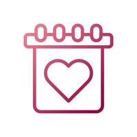 Calendar Love icon gradient white red style valentine illustration symbol perfect. vector