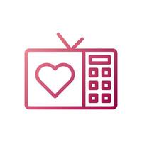 Tv love icon gradient white red style valentine illustration symbol perfect. vector