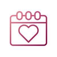 Calendar Love icon gradient white red style valentine illustration symbol perfect. vector