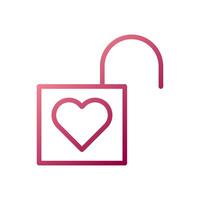 Padlock love icon gradient white red style valentine illustration symbol perfect. vector