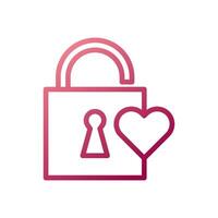 Padlock love icon gradient white red style valentine illustration symbol perfect. vector