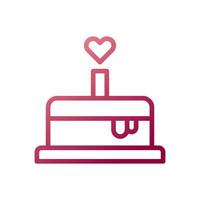 Cake love icon gradient white red style valentine illustration symbol perfect. vector