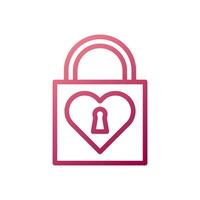 Padlock love icon gradient white red style valentine illustration symbol perfect. vector