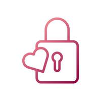 Padlock love icon gradient white red style valentine illustration symbol perfect. vector