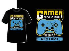Vintage typography gaming t shirt template design vector