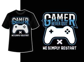 Vintage typography gaming t shirt template design vector