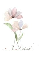 Watercolor transparent cute flower isolated on white background vector