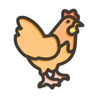 pollo vector grueso línea lleno colores icono para personal y comercial usar.