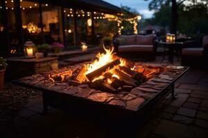 Backyard Hearth Glow Image of Fire Pit Background Crafted by Generative AI photo