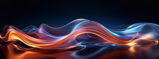 Ethereal Oceanic Artistry Blue and light red Abstract Waves and Lines Crafted by Generative AI photo