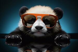 Adorable Aviator Baby Panda Wearing Sunglasses A Playful Image by Generative AI photo