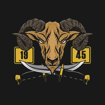 goat head and cross knife illustration
