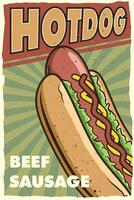 hotdog vintage poster for print vector