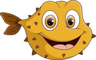 Cute puffer fish on white background vector
