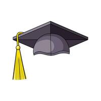 Graduation cap icon in cartoon style isolated on white background. School symbol vector