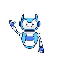 Robot character say Hi Hello vector illustration. Cute robot cartoon illustration design